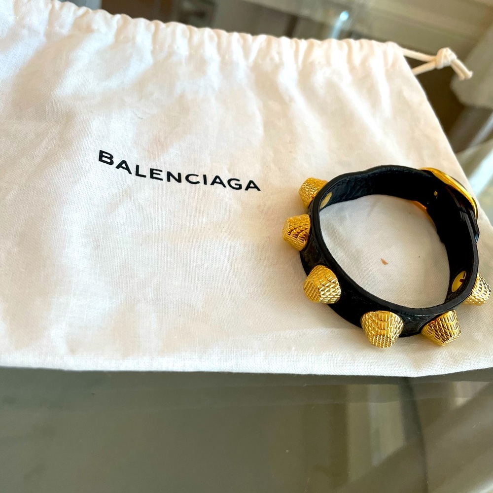 Balenciaga women’s studded arena leather bracelet